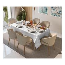 Toalha De Mesa Teka Champanhe Rosê Branco 8 Lugares Toalha De Mesa Teka Champanhe Rosê Branco 8 Lugares