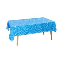 Toalha De Mesa Tema Oceano 137x274cm Para Festa Na Praia, Capa De Mesa Onda Aquática De Verão Para