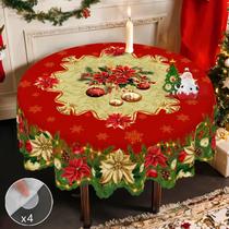 Toalha De Mesa Temática De Natal Com 4 Adesivos Autoadesivos, Estampa De Floco De Neve E Bordas Toalha De Mesa Temática De Natal Com 4 Adesivos Autoadesivos, Estampa De Floco De Neve E Bordas