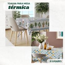 Toalha de Mesa Térmica 4 Lugares 1,4 x 1,4mt Impermeável Estampada Forrada Plástico Toalha de Mesa Térmica 4 Lugares 1,4 x 1,4mt Impermeável Estampada Forrada Plástico