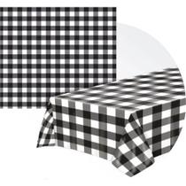 toalha de mesa termica impermeavel retangular xadrez preto quadriculado 4,00 x 1,40