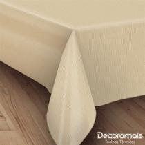 Toalha De Mesa Termica plastico Impermeável Linho Bege clean 3,20 X 1,40