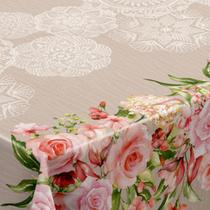 Toalha De Mesa Térmica Pvc Renda Floral 1,40 X 1,60