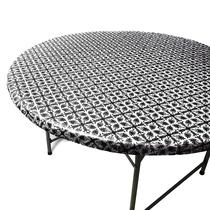 Toalha de mesa Toalha de mesa redonda 109-122 cm de vinil com padrão preto Toalha de mesa Toalha de mesa redonda 109-122 cm de vinil com padrão preto