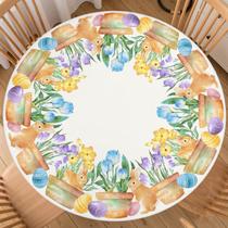 Toalha de mesa Trongr Easter Round Fitted Bunny, mesa de 112-122 cm