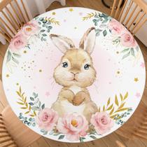 Toalha de mesa Trongr Easter Round impermeável 112-122 cm rosa floral Toalha de mesa Trongr Easter Round impermeável 112-122 cm rosa floral