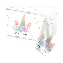 Toalha De Mesa Unicórnio Para Meninas 54x108'' Impermeável Com Glitter Arco-Íris Para Decoração De