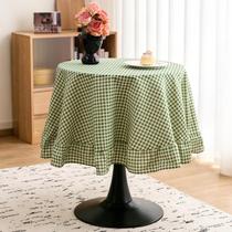 Toalha de mesa vctops Farmhouse Sage Green Gingham Ruffle 70cm Toalha de mesa vctops Farmhouse Sage Green Gingham Ruffle 70cm
