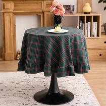 Toalha de mesa vctops verde de Natal com babados, algodão e linho Toalha de mesa vctops verde de Natal com babados, algodão e linho
