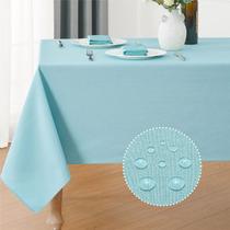 Toalha de mesa Veblandy impermeável de linho texturizada 132x178cm Aqua