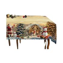 Toalha De Mesa Vintage Caqui Com Padrões De Papai Noel E Renas Para Decoração De Festa De Natal 2025 Toalha De Mesa Vintage Caqui Com Padrões De Papai Noel E Renas Para Decoração De Festa De Natal 2025