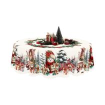 Toalha De Mesa Vintage De Natal Com Padrão De Boneco De Neve, Árvore E Casa De Gengibre, Retangular Toalha De Mesa Vintage De Natal Com Padrão De Boneco De Neve, Árvore E Casa De Gengibre, Retangular