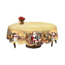 Toalha De Mesa Vintage De Natal Com Padrão De Papai Noel, Boneco De Neve, Rena E Árvore, Retangular Toalha De Mesa Vintage De Natal Com Padrão De Papai Noel, Boneco De Neve, Rena E Árvore, Retangular