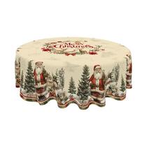 Toalha De Mesa Vintage Rústica De Natal Com Papai Noel E Boneco De Neve, Decorações Para Casa,