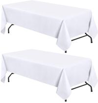 Toalha de mesa WEALUXE branca de 60 x 126 polegadas para mesa retangular de 8 pés, pacote com 2