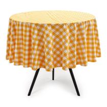 Toalha de Mesa Xadrez Amarela Redonda 140cm Ø 4 Lugares Toalha de Mesa Xadrez Amarela Redonda 140cm Ø 4 Lugares