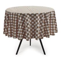 Toalha de Mesa Xadrez Marrom Redonda 140cm Ø 4 Lugares Toalha de Mesa Xadrez Marrom Redonda 140cm Ø 4 Lugares