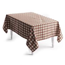 Toalha de Mesa Xadrez Marrom Retangular 220x140cm 6 Lugares