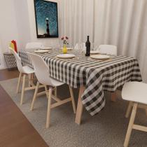 TOALHA DE MESA XADREZ PRETA COM CINZA RETANGULAR 6 LUGARES 1,40 x 1,80