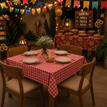 Toalha de Mesa Xadrez Quadrada 1,40M x 1,40M Decoração Charmosa e Versátil para Festa Junina, Piquenique e Dia a Dia