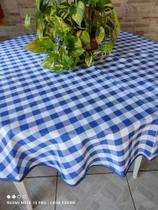 Toalha de mesa xadrez redonda 4 lugares azul Royal piquenique-Casa Freire Artesanatos