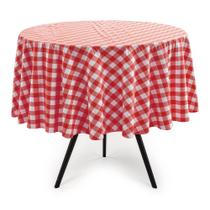 Toalha de Mesa Xadrez Vermelha Redonda 140cm Ø 4 Lugares Toalha de Mesa Xadrez Vermelha Redonda 140cm Ø 4 Lugares