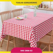 Toalha De Mesa Xadrez Vermelho E Branco Retangular 6 Lugares