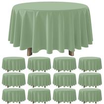 Toalha de mesa YIDAKO Sage Green Plastic redonda de 84 polegadas (pacote com 12)
