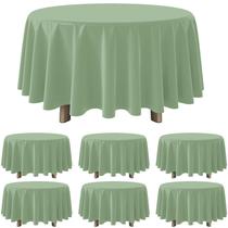 Toalha de mesa YIDAKO Sage Green Plastic redonda de 84 polegadas, pacote com 6 Toalha de mesa YIDAKO Sage Green Plastic redonda de 84 polegadas, pacote com 6