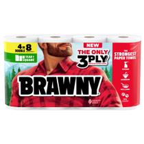 Toalha de papel Brawny Tear-A-Square 3-Ply Strong 4 Double Rolls