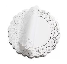Toalha de papel redonda rendada 35 cm branco - 100 unid