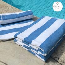 Toalha de Piscina e Praia Listrada Azul Premium 86cmx160cm