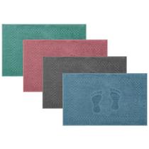 Toalha De Piso Tapete Banheiro 4 Peças Pezinho 100% Algodão Azul-verde-cinza-rosa - APPLE