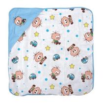 Toalha de plush com capuz turma da mônica baby azul e rosa Toalha de plush com capuz turma da mônica baby azul e rosa