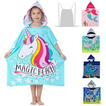 Toalha de poncho Athaelay Unicorn para meninas de 3 a 10 anos de microfibra macia