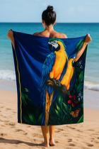 Toalha de Praia Algodão Estampa Arara Azul