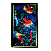 Toalha de Praia Algodão Estampa Arara Vermelha