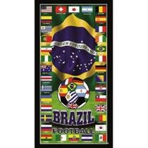Toalha de Praia Buettner Veludo Estampada Países da Copa 2014 Brazil Football Preto
