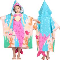 Toalha de praia com capuz Joiedomi Kids Pink Mermaid 61x61 cm Toalha de praia com capuz Joiedomi Kids Pink Mermaid 61x61 cm