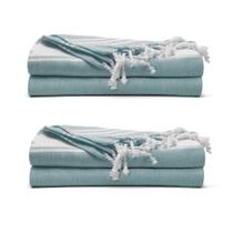 Toalha de praia de 9 fios de algodão turco 100% 90x180cm verde, pacote com 4 Toalha de praia de 9 fios de algodão turco 100% 90x180cm verde, pacote com 4