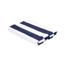 Toalha de Praia e Piscina Felpuda Listrada Ibiza Azul Marinho Teka