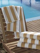 Toalha de Praia e Piscina Felpuda Listrada Ibiza Bege Teka