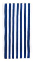 Toalha De Praia e Piscina Velour 100 Algodão Macio, listrada Branco e Azul, marca Dohler Toalha De Praia e Piscina Velour 100 Algodão Macio, listrada Branco e Azul, marca Dohler
