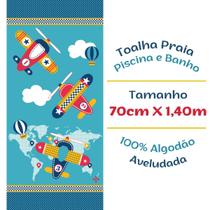 Toalha de Praia Infantil Santista Algodão Veludo Aviões