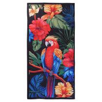 Toalha de Praia KazzaVip Microfibra 100% Poliéster Estampada Anti Areia Arara Vermelha 70cm x 140m Colorida