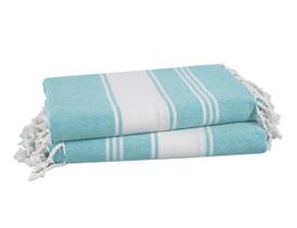 Toalha de praia LANE LINEN Oversize 100x180cm, pacote com 2 unidades - Aqua