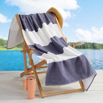 Toalha de praia Loon & Lake Luxury Block Stripe 100% algodão Toalha de praia Loon & Lake Luxury Block Stripe 100% algodão