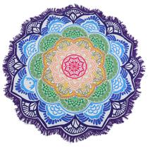 Toalha de praia Mandala redonda 145cm poliéster multicolor