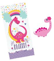 Toalha De Praia Piscina Banho Infantil Seca Rápido Para Menina Magic Dino