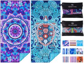 Toalha de praia Qinqinamu, microfibra 180x80cm, sem areia, pacote com 2